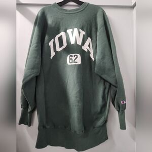 Vintage 90s Champion Reverse Weave Crewneck Iowa Hawkeyes Green Mens Sz 3XL